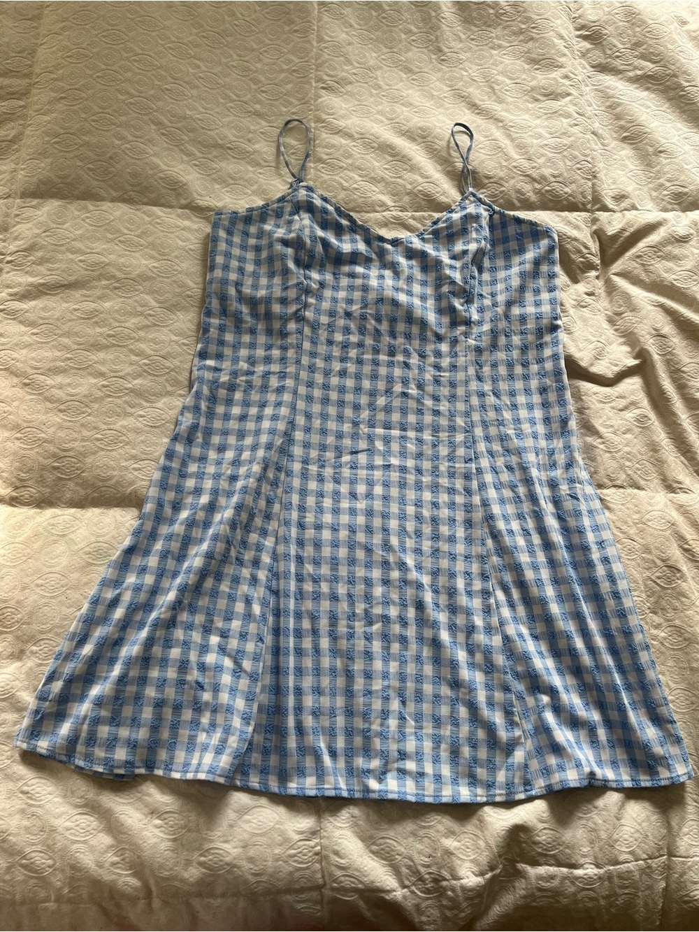 Weekday Blue and White Gingham Slip Mini Dress size medium